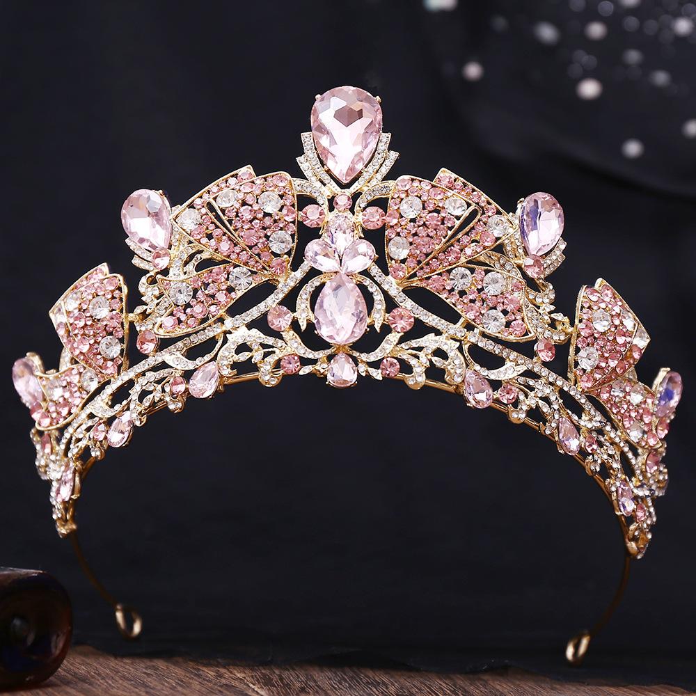 

2026 New Crystal Bow Crown Bridal Hair Accessories High Sense European and American Crown Birthday Wedding 16*7.8CM