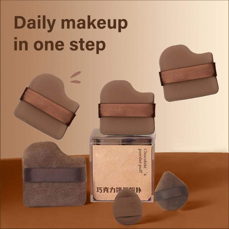 4/6 Pieces Small Thumb Cosmetic Puff Chocolate Biscuit Powder Puff Wet Dry Finger Powder Puff  Makeup Tool