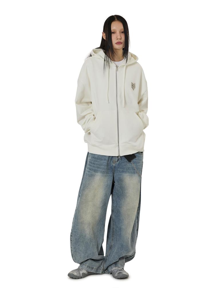Openyard(Oy) Metal Logo Hoodie Zip Up - White
