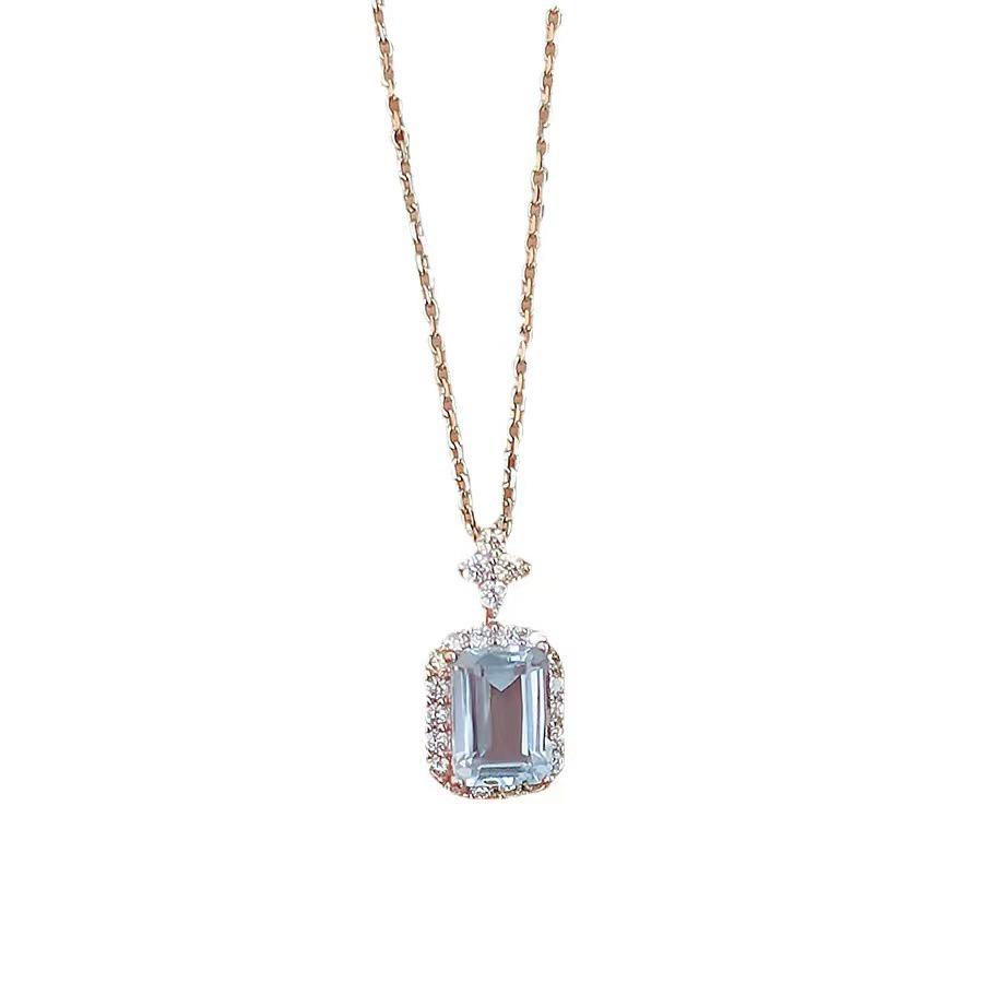 Blue Topaz Perfume Bottle Necklace - Luxury Glass Clavicle Chain for Women, Ideal Gift for Christmas