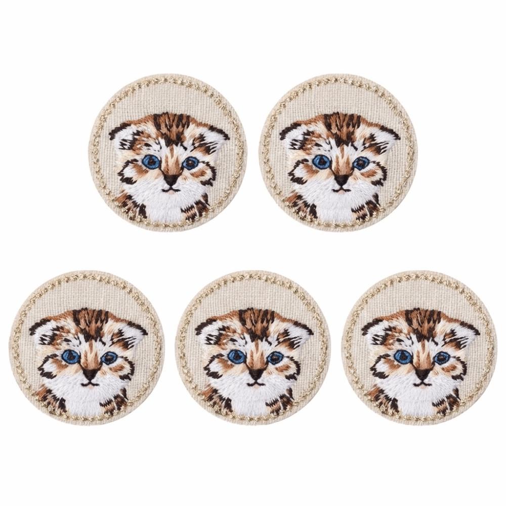 

5pcs Bag Decoration Iron on Cat Embroidered Patch Clothes Stickers DIY Dog Clothing Patch Cute Cartoon Clothes Appliques Sewing
