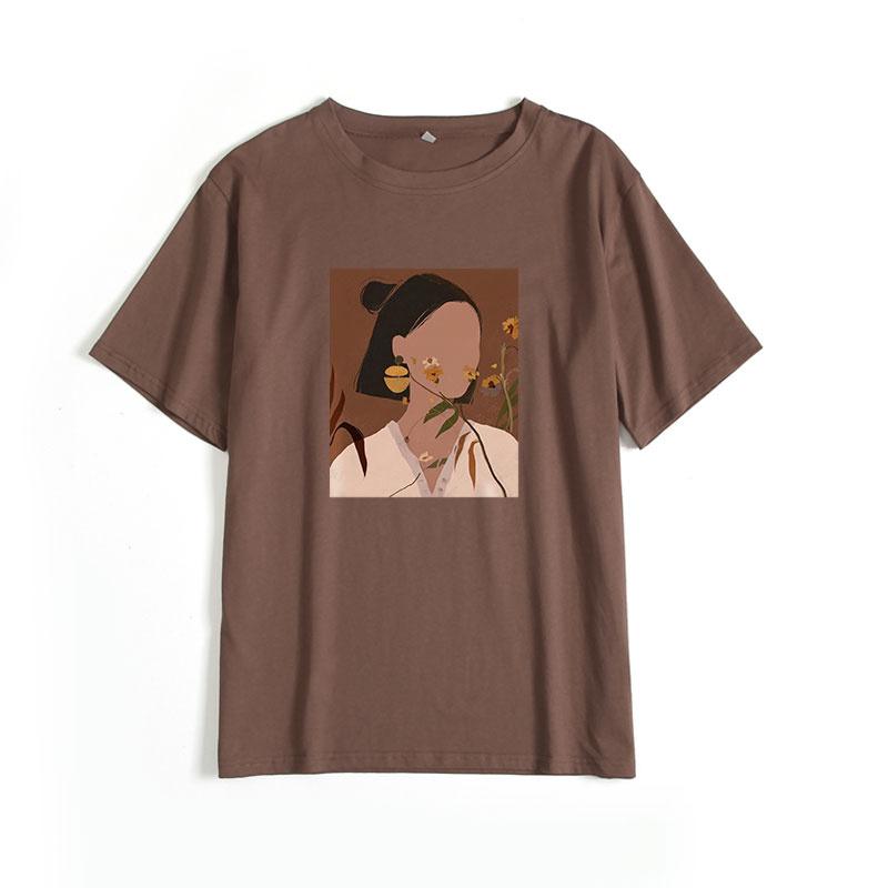 Camisetas Estéticas Estampadas de Manga Corta Hirsionsan para Mujer 2021 Verano Moda Chic Camisetas Holgadas Gráficas Góticas Tops Casuales Femeninos