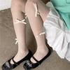 Women Sweet Sheer Pantyhose Stockings Cute Mini Bowknot Pearls Beaded Thin Nylon Tights Soft Breathable Leggings