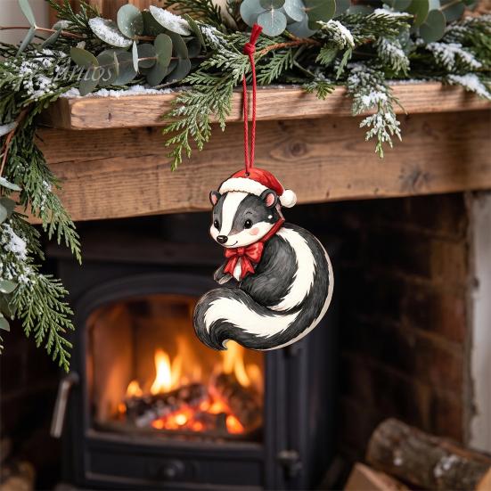 Wood Hanging Crafts for Christmas 12/24Pcs 2D Wooden Ornaments, Woodland Animal Decorations, Forest Durable Holiday Ornaments Creature Ornament Tree,