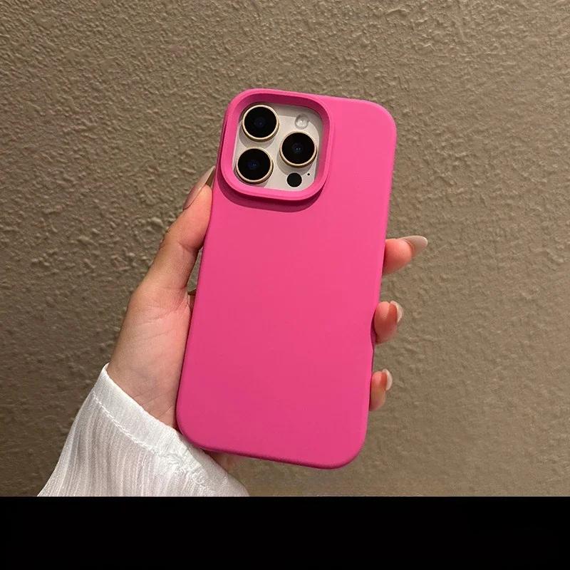 

Candy Solid Color Matte Soft Case for iPhone 14 15 16 Pro Max Plus 16e 11 12 13 Camera Control Button Liquid Silicone Slim Cover iPhone 14