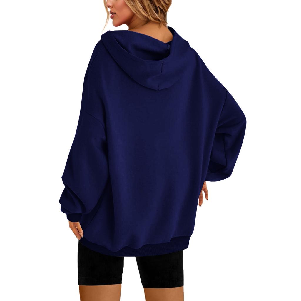 Women's Round-Neck Long-Sleeved Printed Top Hooded Sweatshirt