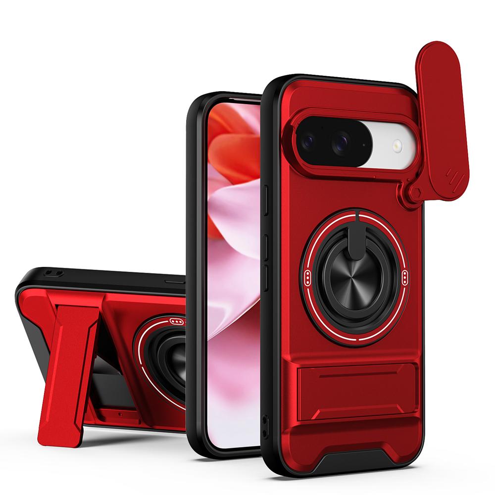 KEYSION Magnetic Phone Case for Google Pixel 9 10 Pro XL 10 9 Pro Slide Camera Protection Upright Stand 360°Ring Shockproof Cover