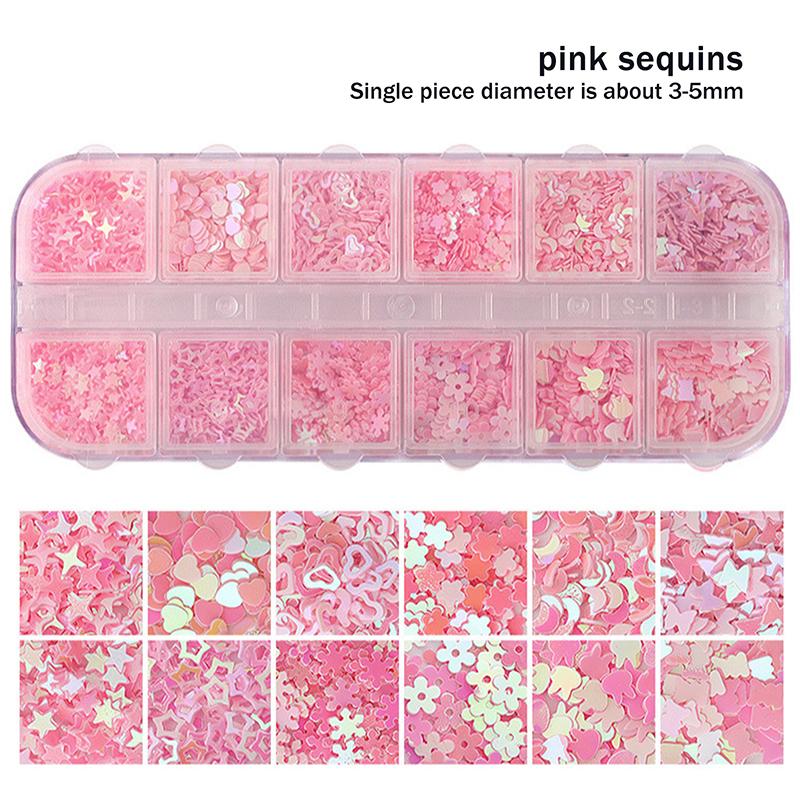 Holográfico Doce Amor Coração Nail Art Glitter Lantejoulas Brilhante Laser Fluorescente Estrela Borboleta 3D Decorações de Unhas Acessórios