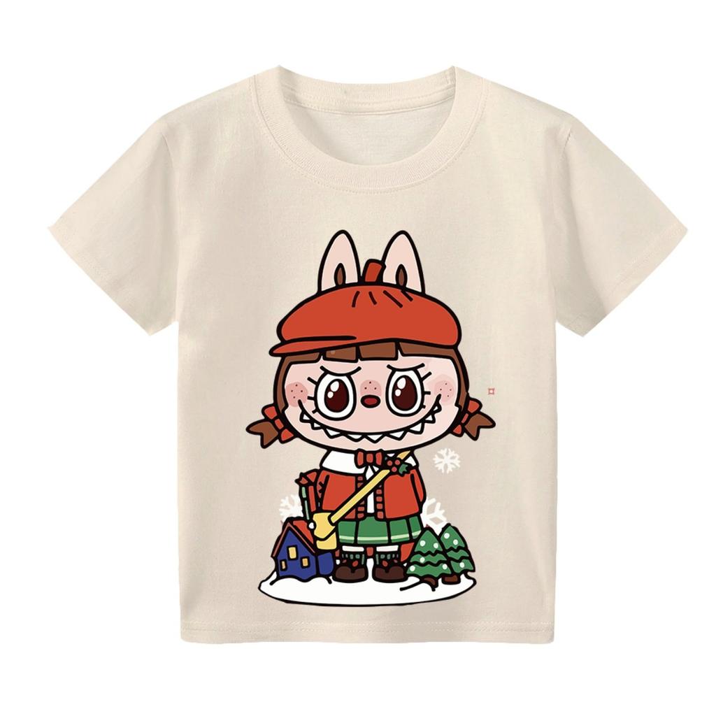 LABUBU Cotton Kids Tshirt Cartoon Children Girl Boy Cute Baju Lelaki Perempuan
