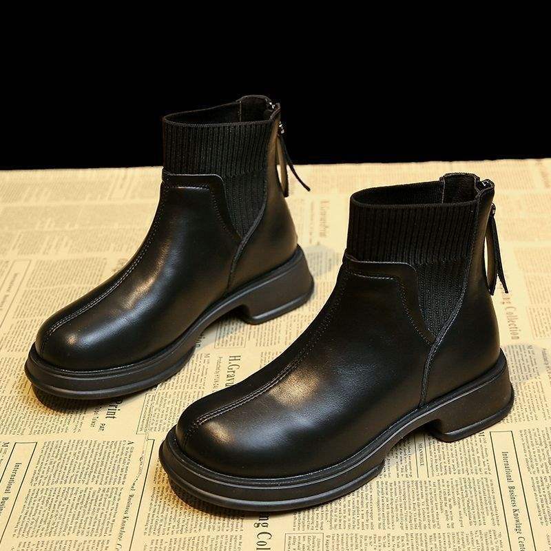 

Ботинки Мартин на толстой подошве женские туфли 2025 новые тонкие ботинки весна осень и зима короткие ботинки женские носки ботинки импортные носки ботинки 666 чёрный