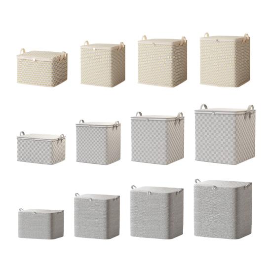 Large Fabric Storage Bags with Lids Breathable Foldable Organizers for Clothes Blankets & Toys Zippered Portable Bedding Storage Bag for Home Travel