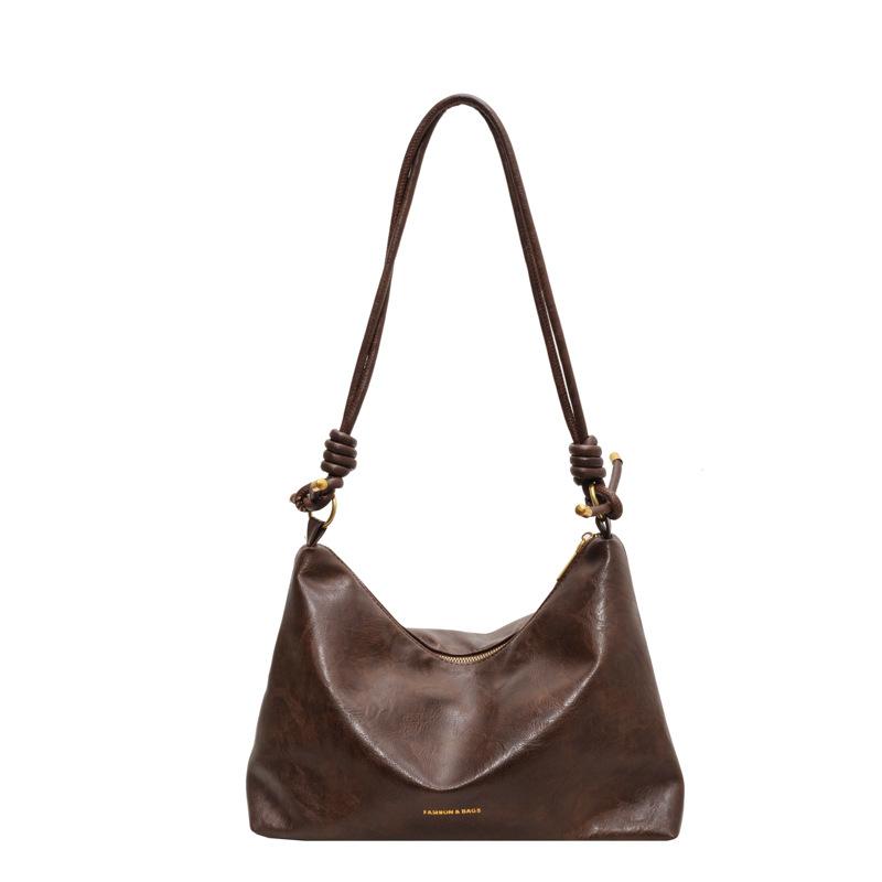 Retro PU Leather Tote Bag Women Large Capacity Shoulder Bags Luxury Fashion Brown Handbags Shopping 2026 New Big Underarm Hobo Bag