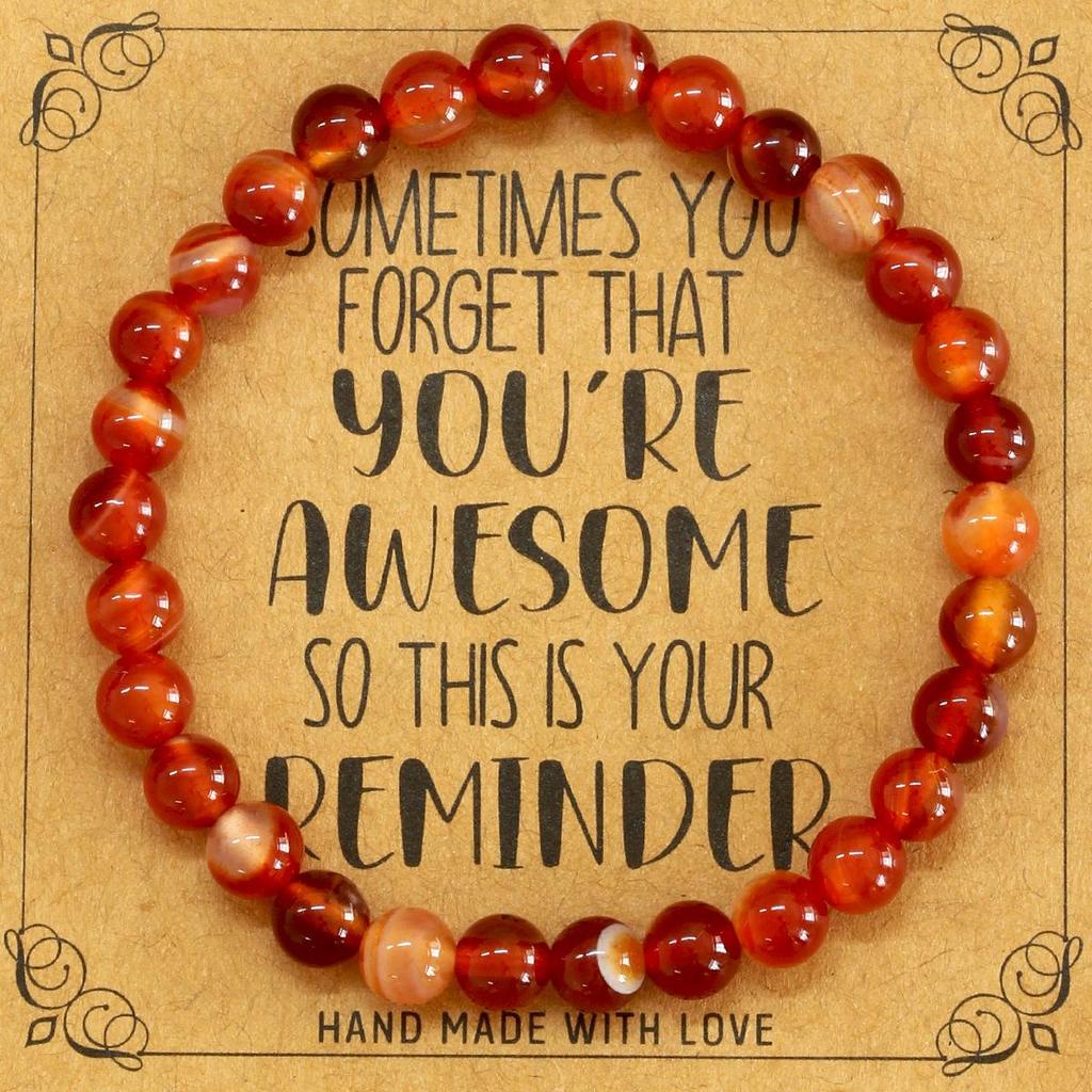 European 6mm Natural Agate Crystal Beaded Bracelet - Handmade Elastic Cord Jewelry for Women