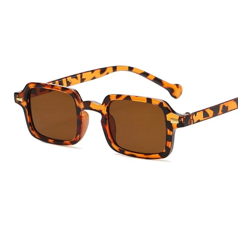 

Fashion Square Sunglasses Women New Retro Rivets Decoration Glasses Men Leopard Blue Sun Glasses Gradient Shades UV400 As Picture