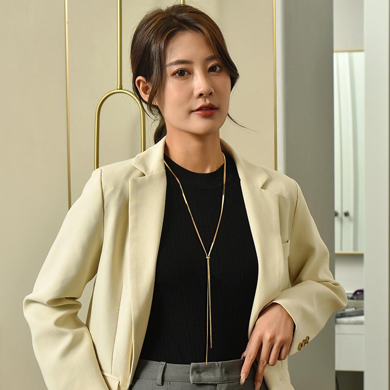 Stunning 2022 New Fashionable Titanium Steel Snake Chain Sweater Necklace For Women