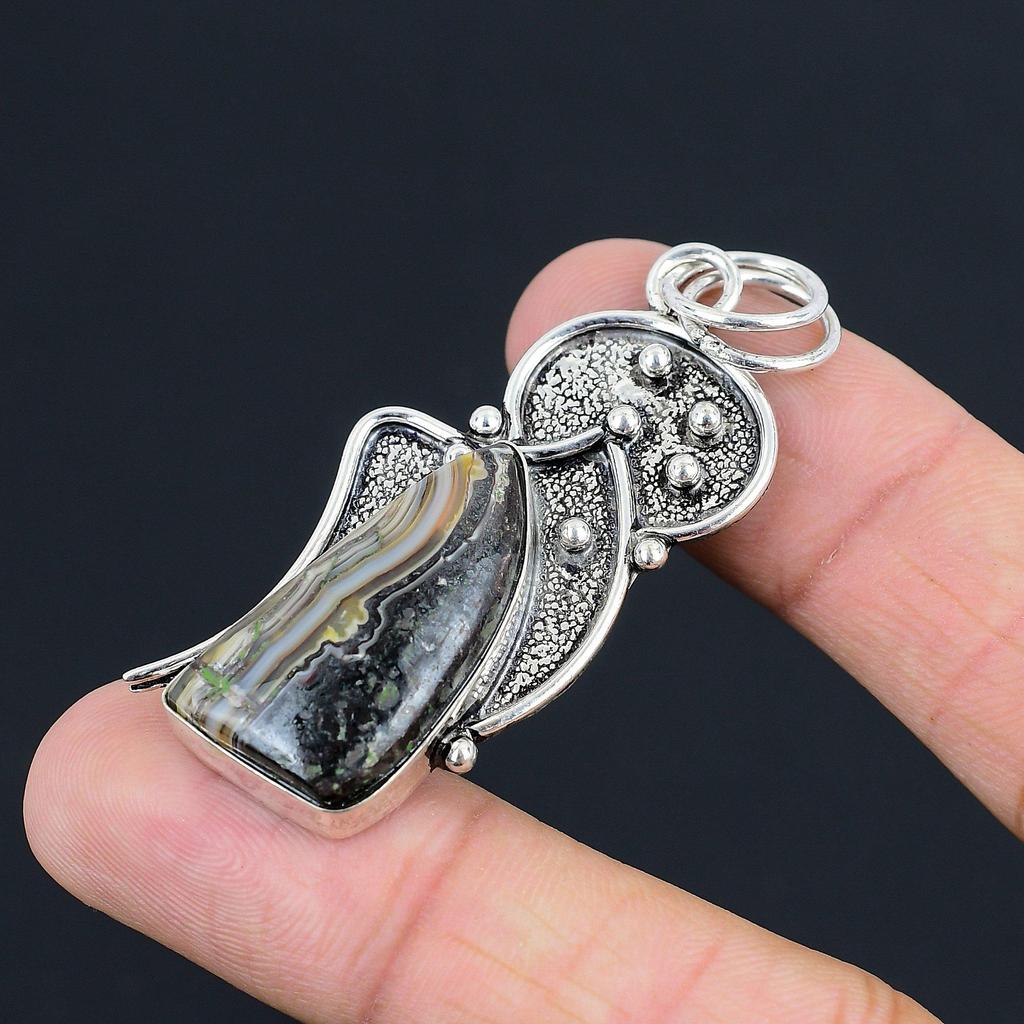 Daughters Day Deal Crazy Lace Agate Gemstone Elegant Pendant Jewelry 925 Silver