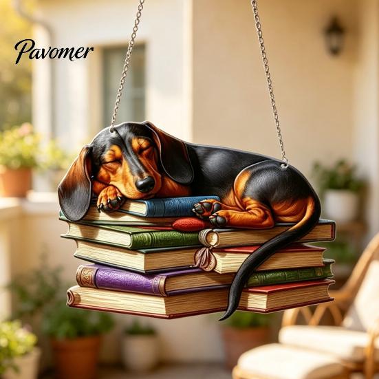 Unique Gift for Friends Dachshund Hanging Ornament, Acrylic Window Sun Catcher, Cute Dog Interior Accessories Decoration Home Room Decor, Front Porch