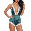 New Women's Underwear Pajamas Deep V-neck Silk Bodysuit Lace Sexy Lingerie