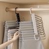 Stainless Steel Folding Pants Hanger – Multi-Layer Magic Clips & Retractable Space-Saving Organizer