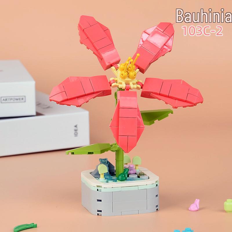 Educational Sunflower & Hibiscus Building Blocks Ornament - Teacher's Day Gift