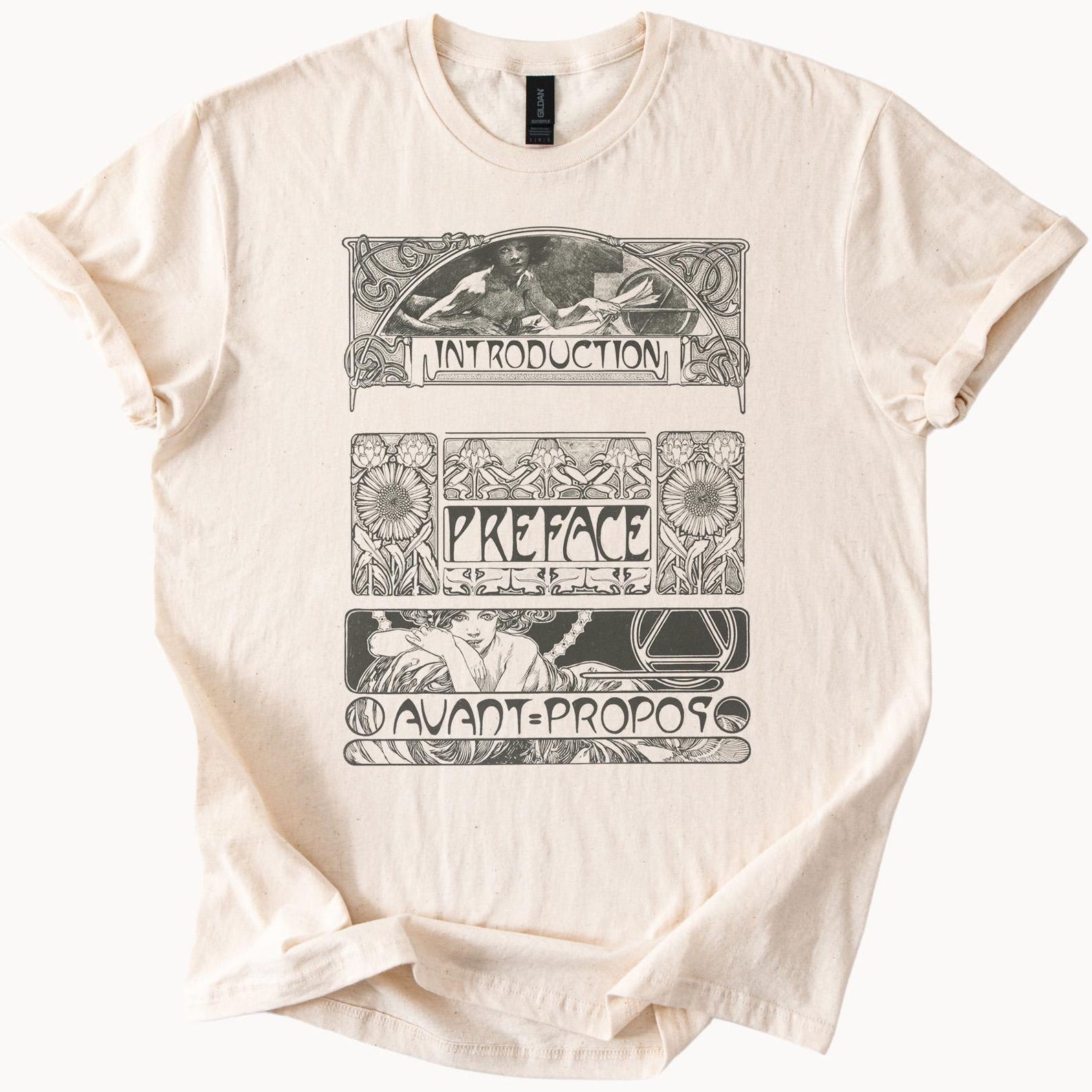 Art Nouveau Book Sections Graphic Tee Literary T-Shirt Aesthetic Clothing 160