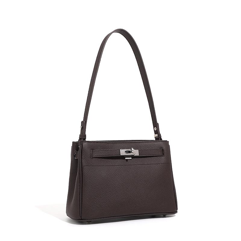 Dame Baotou Lag Kuskinn Lås Mote Enkel Pendler Skulder Armhule Crossbody Liten Firkantet Veske Keli Veske