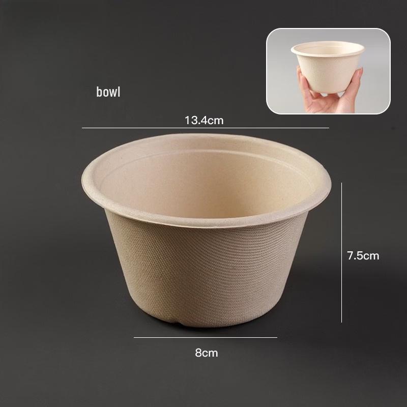 Degradable Extra Thick Disposable Paper Bowls, 550ml