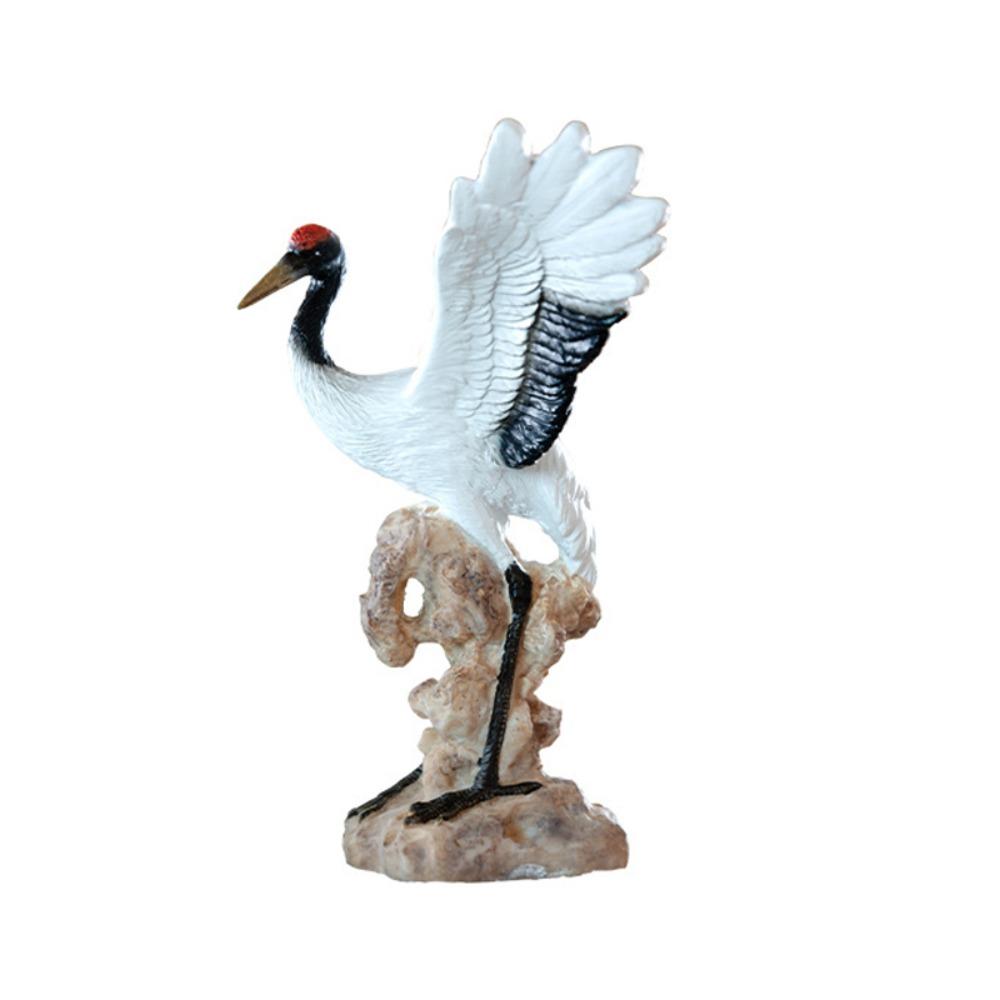 Cartoon Fairy Crane Figurine Mini Crane Resin Ornament Holiday Gift Crane Garden Statue  Bedroom