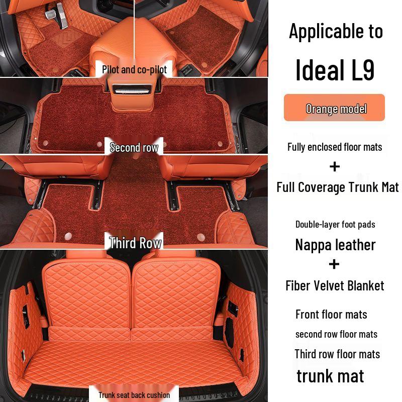 Compatible Li Auto L8 & L9 Full Coverage Car Floor Mats - New L8Pro & L9Max Carpet Style Mats