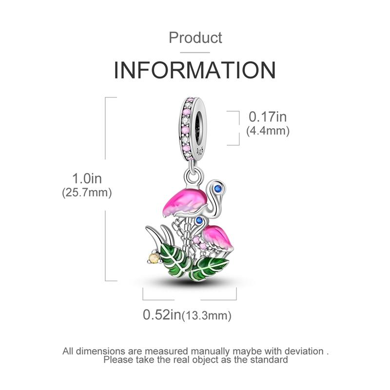 Charm Bead Charms Copper Plated Flamingo Parentchild Green Leaf Pendants Compatible With Authentic Ideal For Women Jewellery Do It Yourself Making Gi