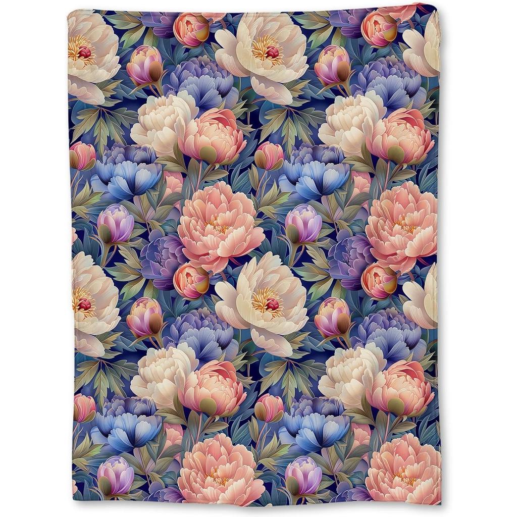 Soft Flannel Throw Blanket Vintage Chicken Floral Leaf Print Lightweight Cozy Warm Sofa Bed Farm Home Decor