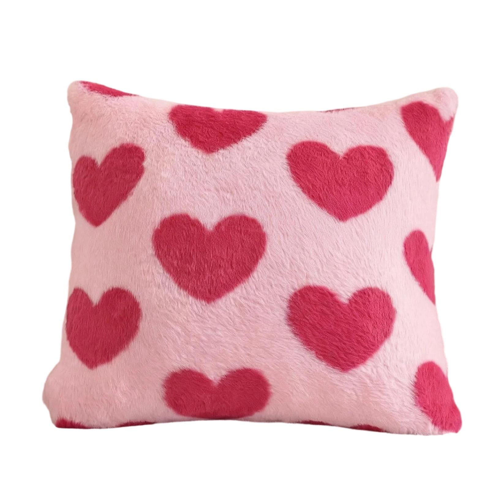 

Valentine s Day Pillow Cover, 17.7 X 17.7 Inches, Heart Pattern With Red Embroidery, Soft Faux Wool Pillow Cover, Perfect For Sofas, Bedrooms One Size
