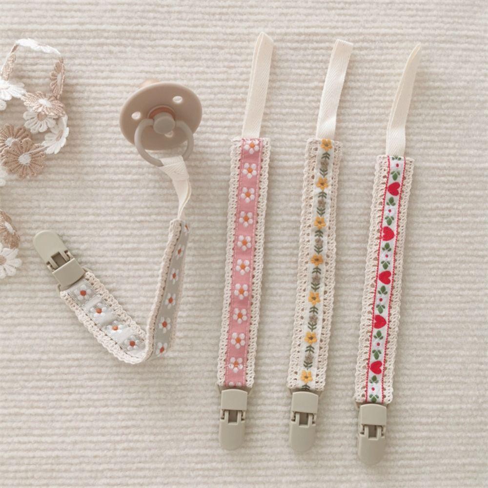 Embroidery Floral Soother Holder Ethnic Style Nipple Holder Clips Children