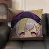 Qiqi Cute Genshin Impact Cushion Cover Natural Linen Organic Fabric DoubleSided Printing Sofa Home Decor Gift Pillow Case