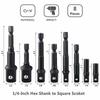 Impact Socket Adapter Set Extension Set Socket Drill Adapter Turns Power Drill Into High Speed Nut Driver, 1/4