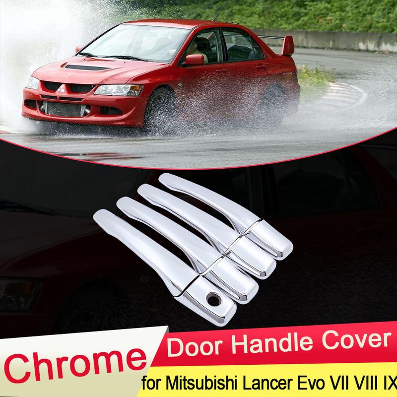 for Mitsubishi Lancer Evo 7 8 9 2002 2003 2004 2005 2006 2007 Chrome Door Handle Cover Trim Catch Car Cap Stickers Accessories