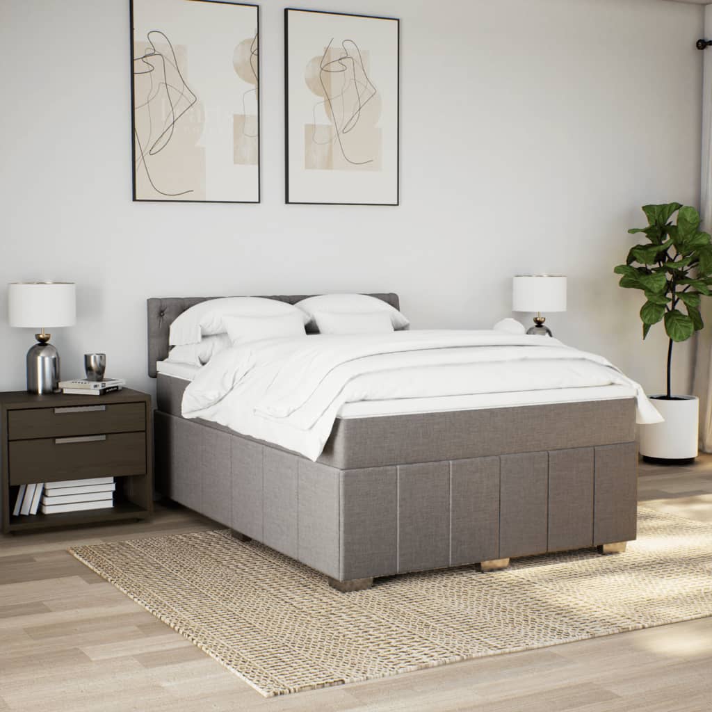 Vidaxl Kontinentalbett Mit Matratze, Taupe, Stoff, 140X200 Cm