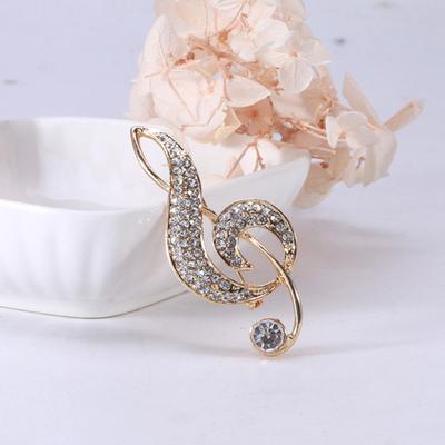 Yousheng Creative Musical Note Shape Women Brooch Shining Rhinestones Inlaid Pin Dress Suit Lapel Shawl Badge Coat Accessories