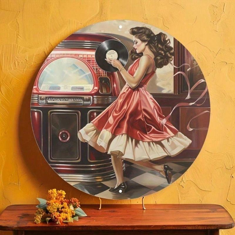 

Vintage Rock Girl Metal Poster Wall Decor for Garage