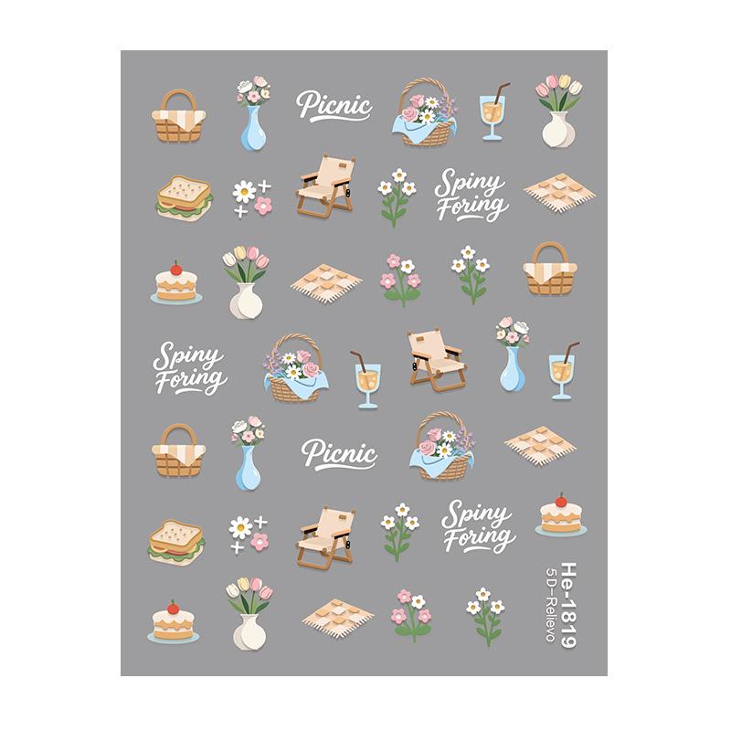 Redanco 5D Embossed Cartoon Nail Stickers, Lily Flowers Design - He182