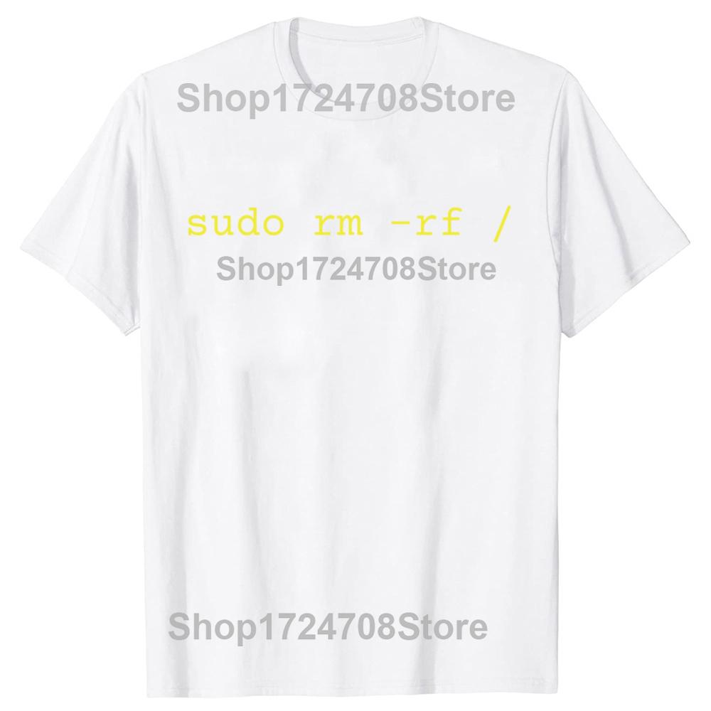 Funny Sudo Rm -rf Graphic T-shirts Men Women's Fashion Casual Tshirt 100% Cotton Loose Oversized T Shirt
