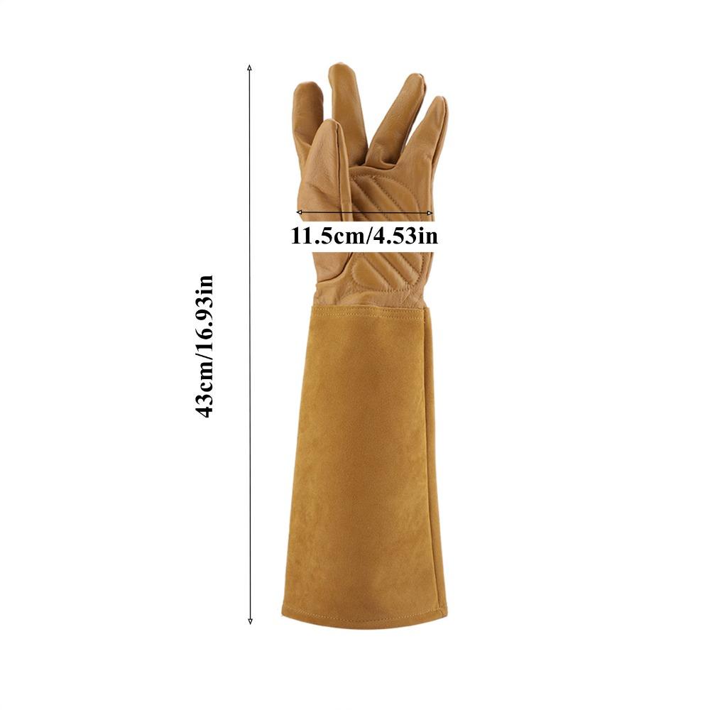 

1 Pair Puncture Proof Rose Pruning Gloves Leather Leather Work Gloves Long Gauntlets Gardening Brown-S
