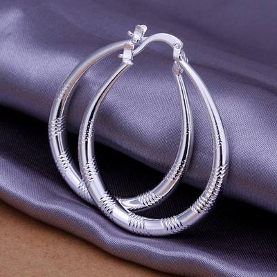 Silver Plated Earrings S925 Silver Earrings Silver Jewelry Retro Small U-shaped OL Spiral Ripple Earrings