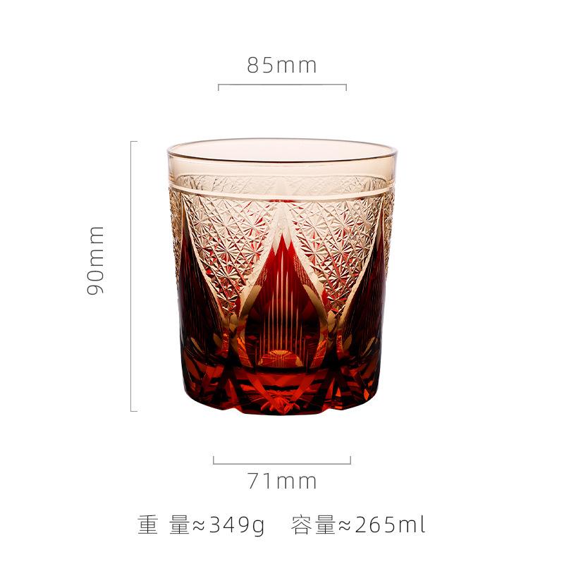 Japanese Hand Carved Edo Kiriko Crystal Glass Whiskey Cup For Men Collectible Barware