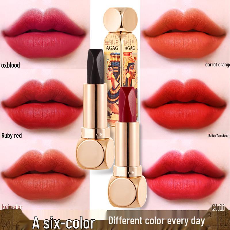

AGAG Magic 6-in-1 Matte Lipstick Stick - Long-lasting, Non-removable Double Tube Cosmetic.
