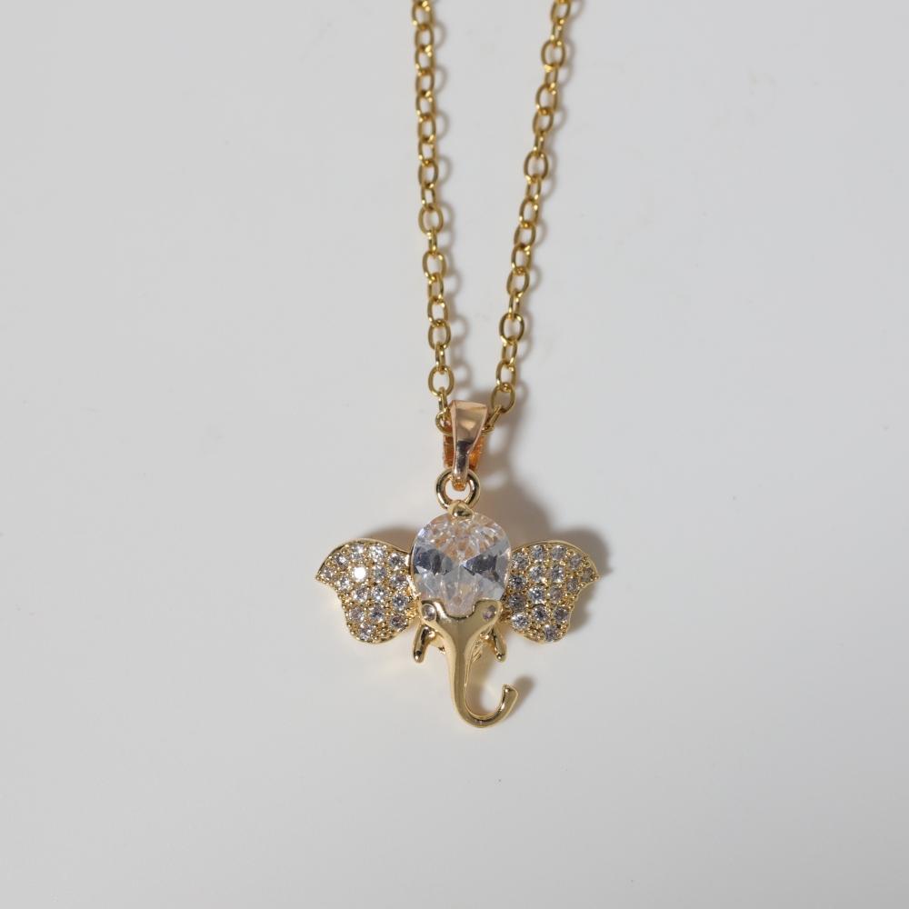 Simple Elephant Pendant Necklaces for Women Zirconia Necklace Wedding Party Jewelry Accessories
