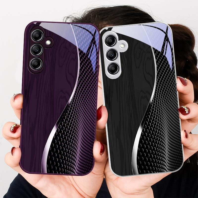 Wood grain mesh black For Samsung A 20 30 22 23 24 25 26 31 32 33 34 35 42 50 51 52 53 54 55 56 70 71 72 73 glass phone case