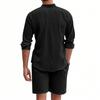 Cotton Linen Breathable Soft Shirt & Shorts Men's Suit Beach Holiday Men's Cotton Linen Long Sleeve Shirt Two-piece Sets