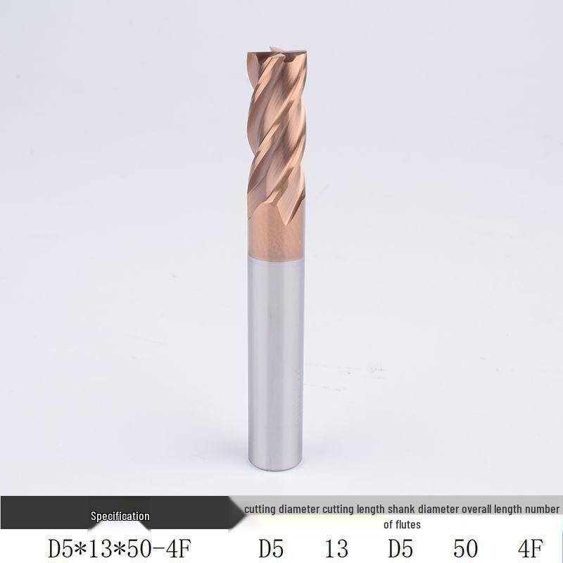 55° Tungsten Steel 4-Flute End Mill, Hard Alloy Coated, CNC Flat Bottom Tool