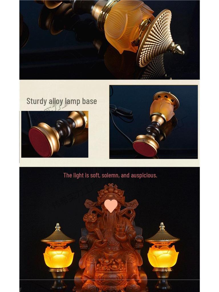 Lotus Buddha Lamp, Ever-burning Lamp, Seven-colored Offering Lamp, Glazed Lamp, Buddha Altar, Year of the Horse Buddha Lamp